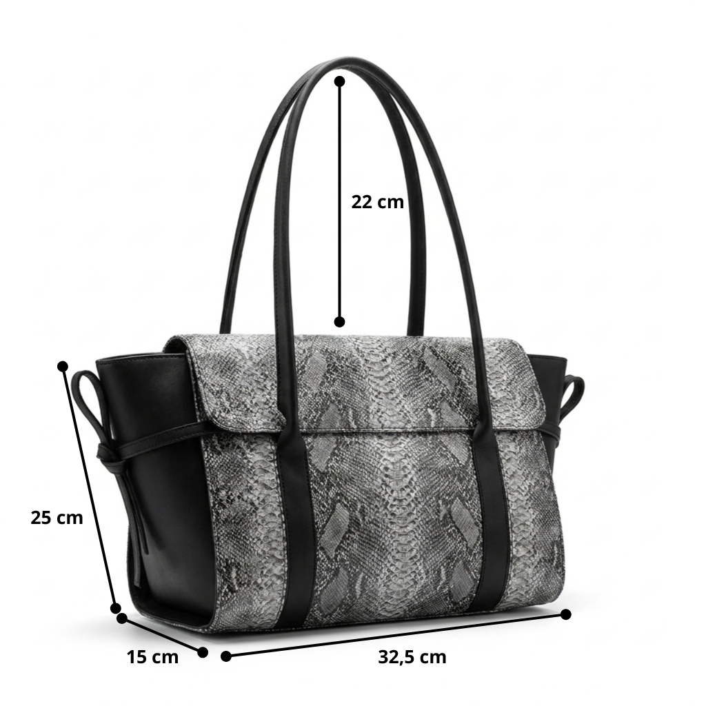 Bolsa De Ombro Feminina Piton Estruturada animal print